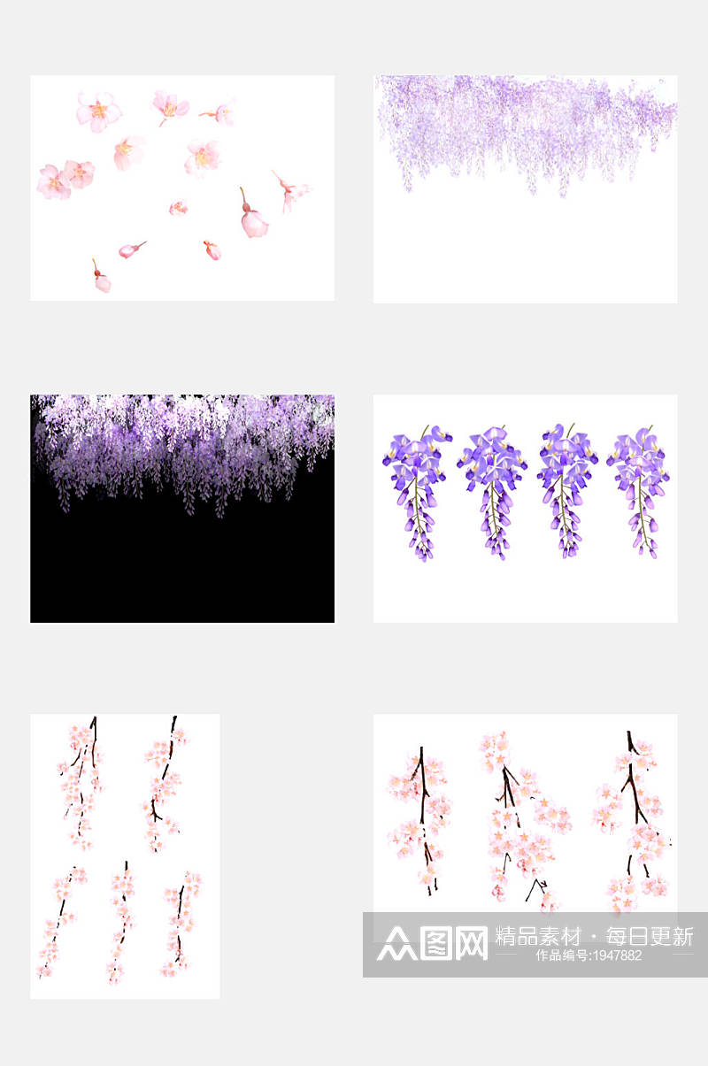 紫藤萝樱花免抠设计元素素材
