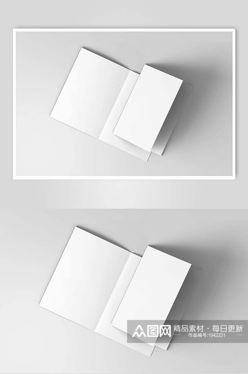 白色双折页贴图样机效果图素材
