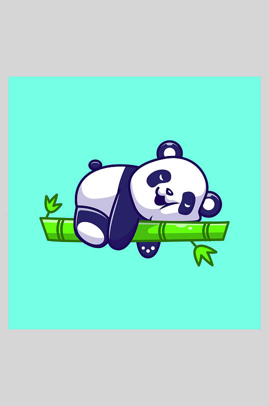 卡通熊猫插画简洁风睡觉的熊猫