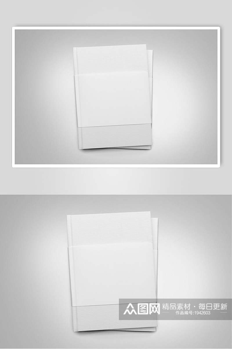 白色书籍画册标签样机贴图效果图素材