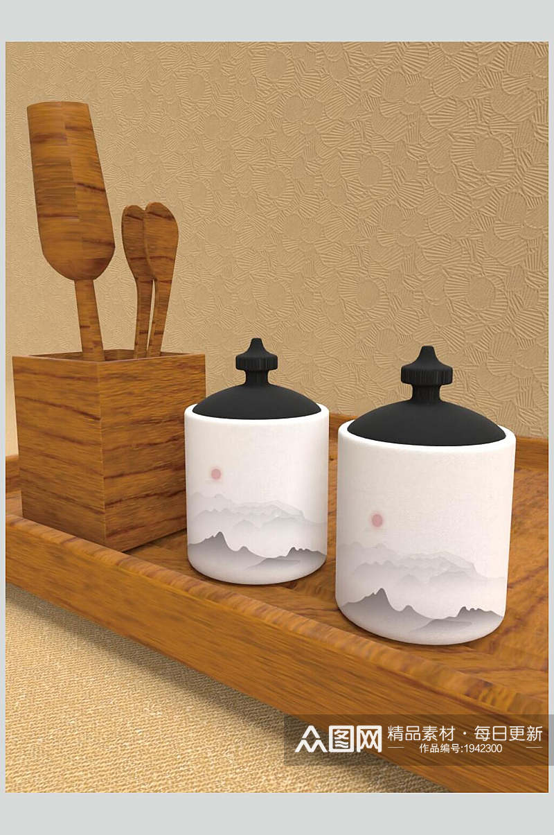 中国风茶叶茶具包装样机贴图效果图素材