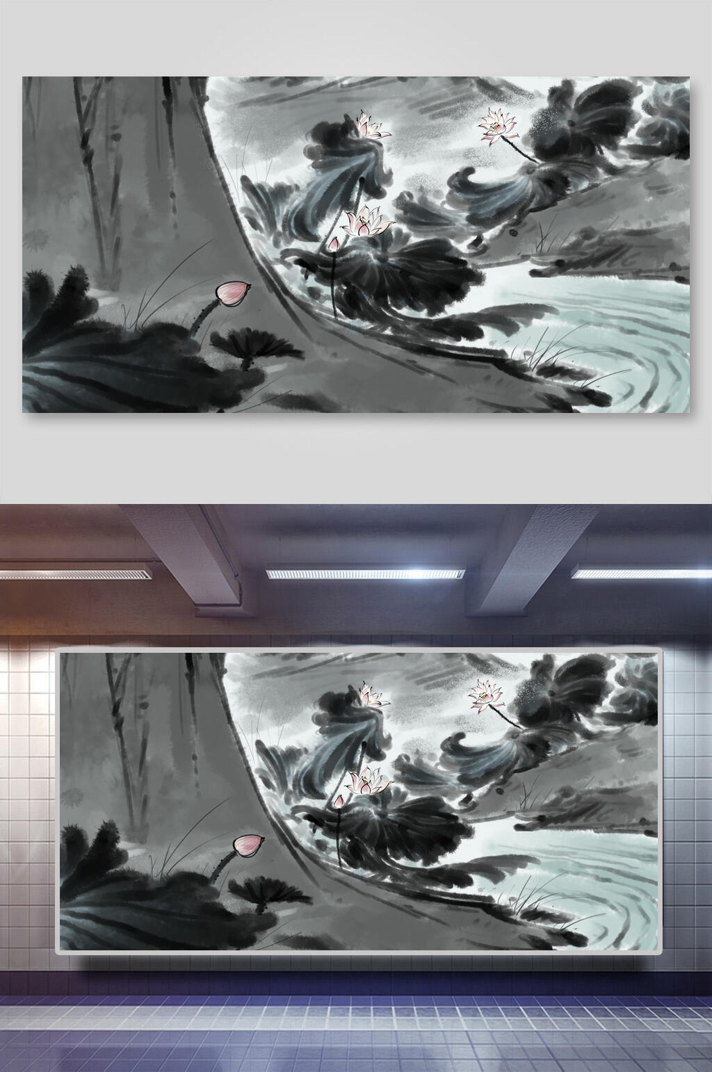 水墨风中国风花鸟国画背景素材素材