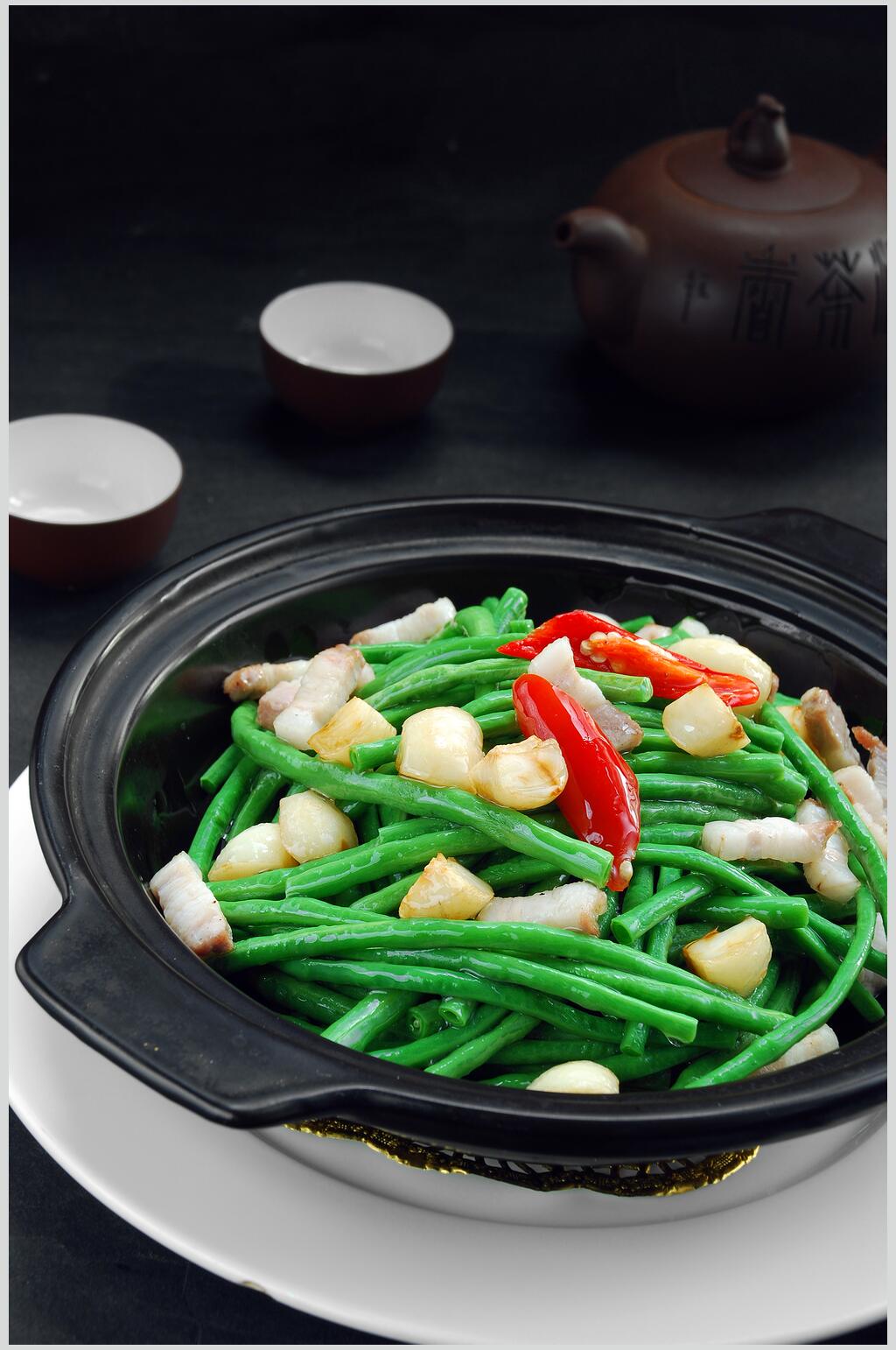 砂锅焗豇豆高清图片素材