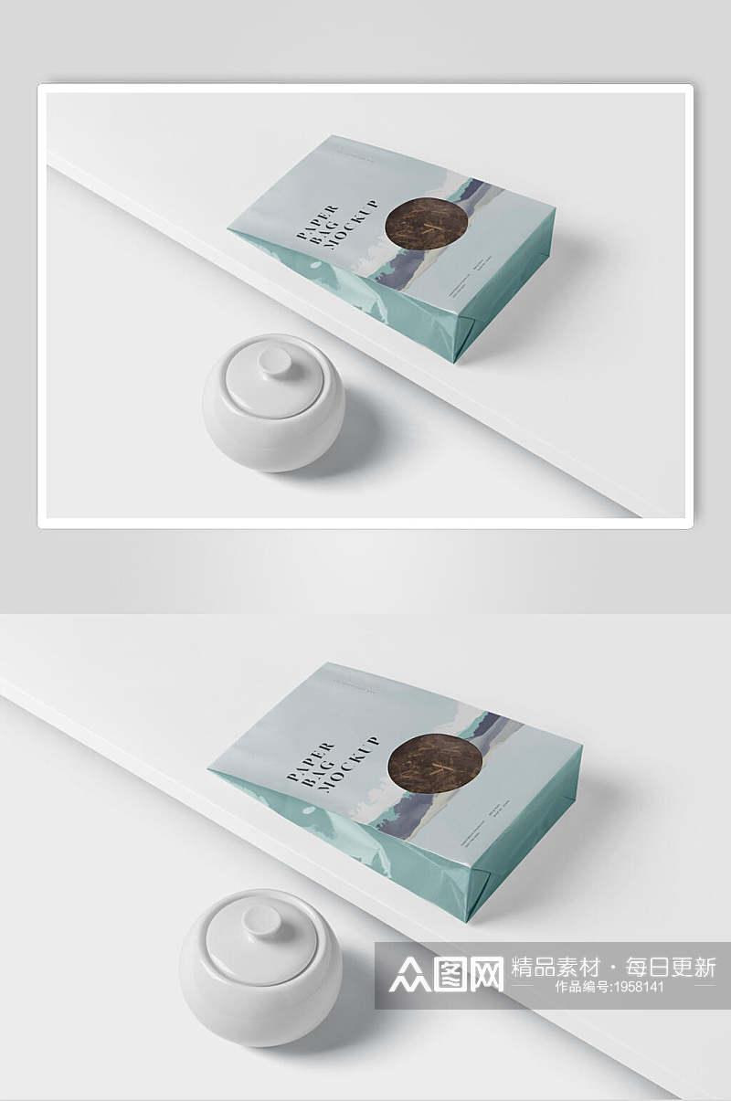 清新茶叶包装茶具样机效果图素材