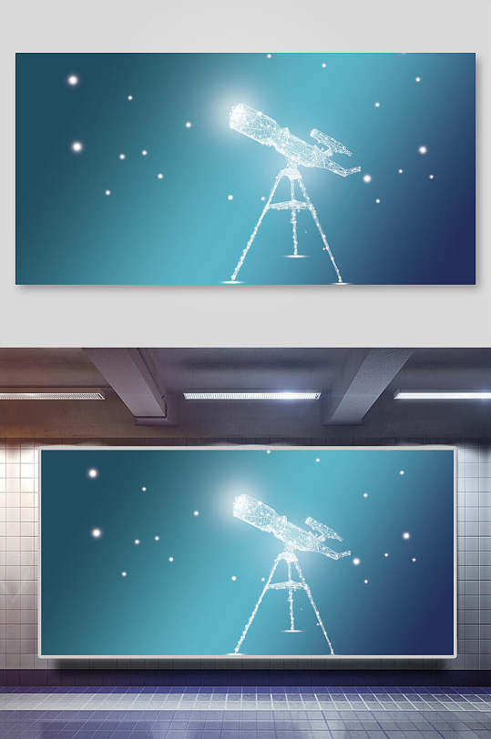 望远镜蓝色科技背景