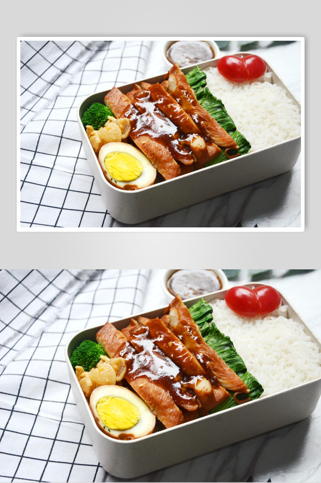 鸡蛋烧肉青菜快餐美食素材