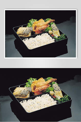 绿色健康美食盒饭高清图片
