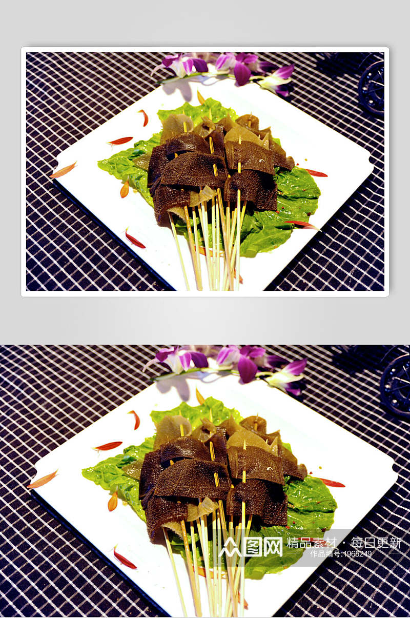 牛百叶烧烤美食串串香摄影图片素材