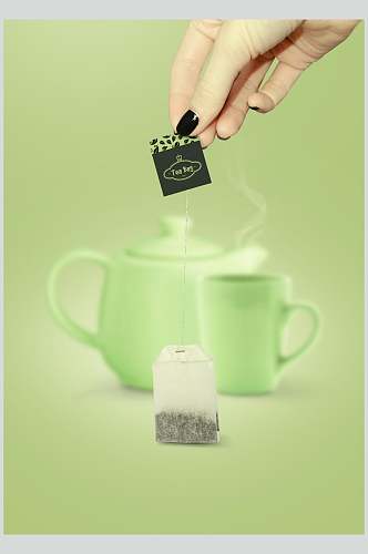 清新绿色茶叶茶具包装样机效果图