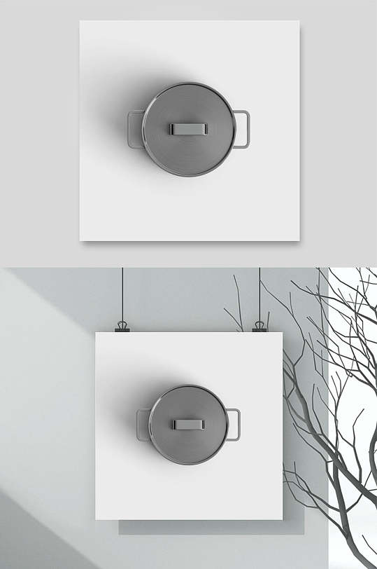 厨房用具设计素材挂画两联挂画一个锅-众图网