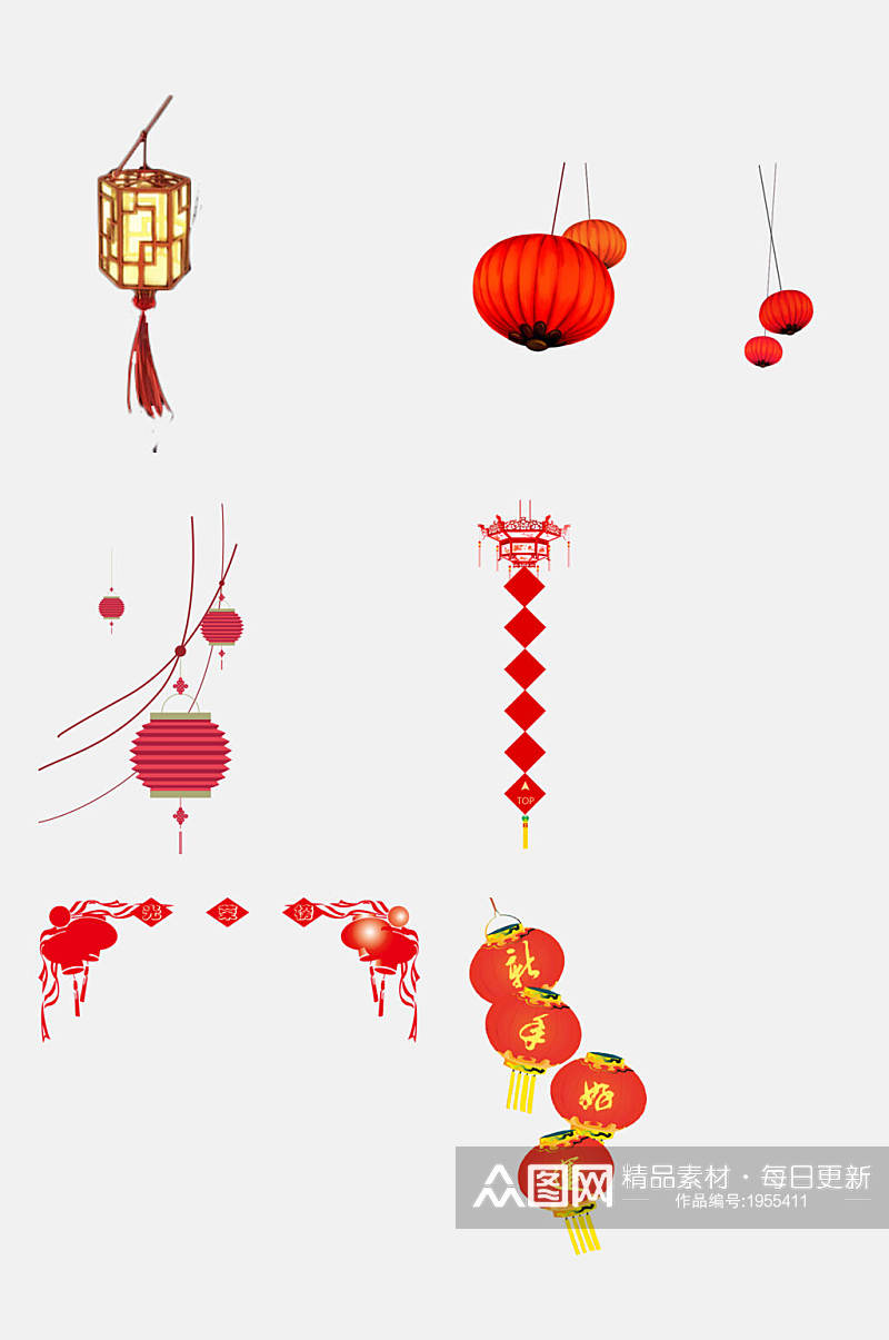 中国风喜庆灯笼春节免抠设计元素素材