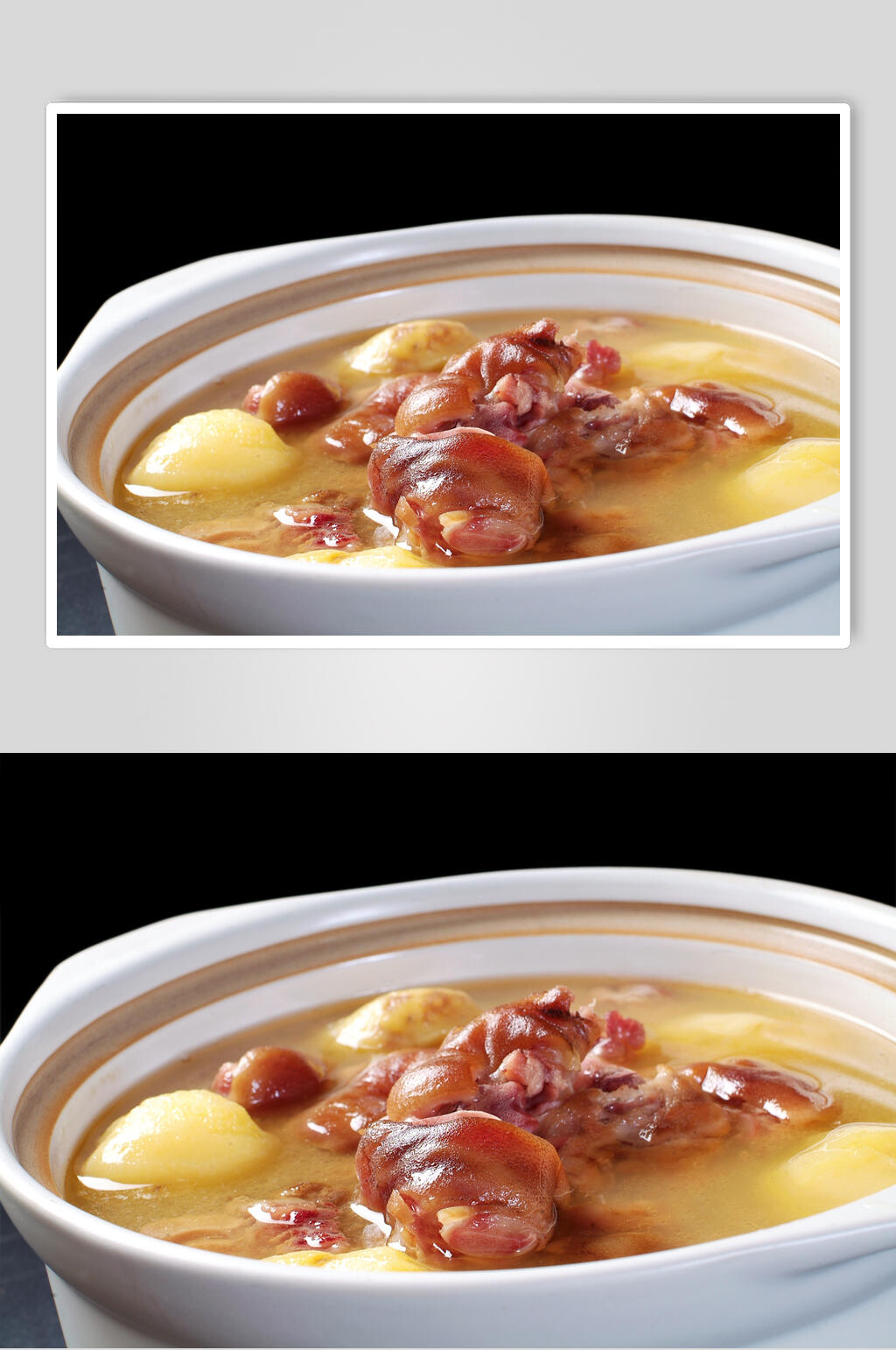 火锅土豆烧腊蹄摄影图片素材