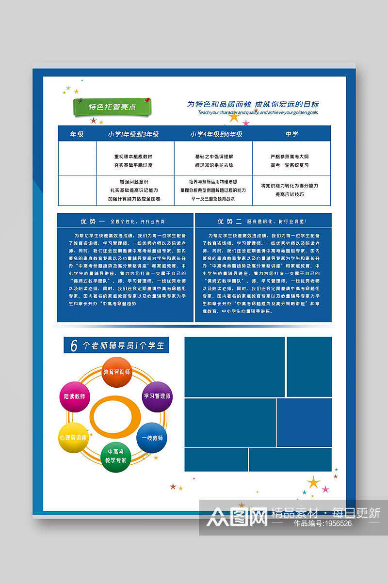 蓝白培训学校培训招生宣传单素材