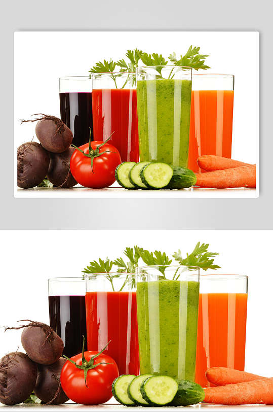 红萝卜西红柿蔬菜汁水果汁摄影图