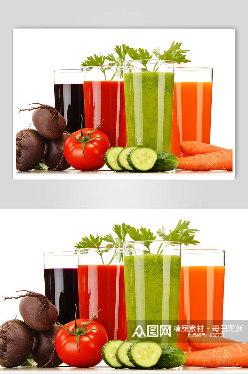 红萝卜西红柿蔬菜汁水果汁摄影图素材