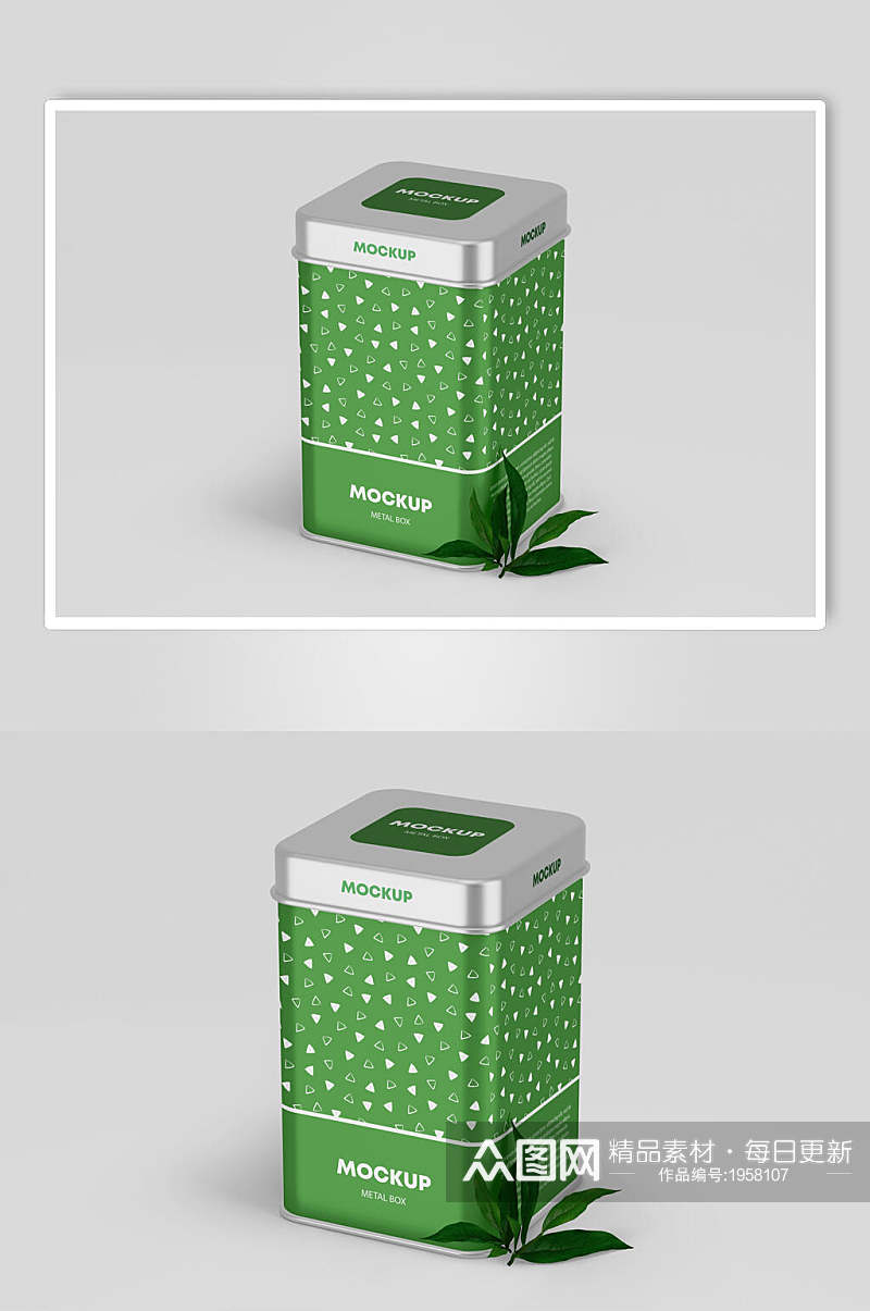 清新绿色茶叶包装样机效果图素材