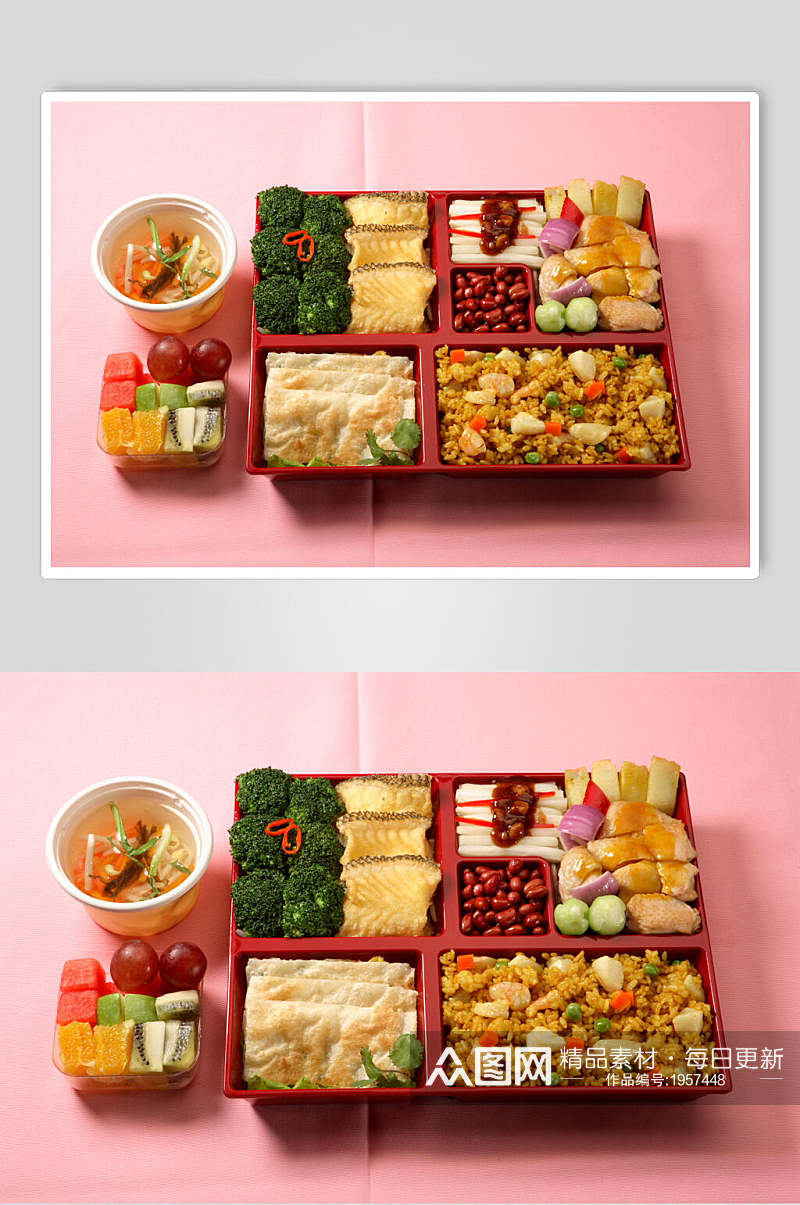丰盛美味快餐盒饭摄影图片素材