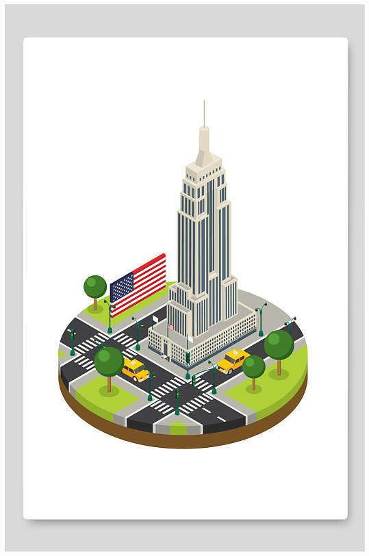 城市建筑插画城市高楼和环境