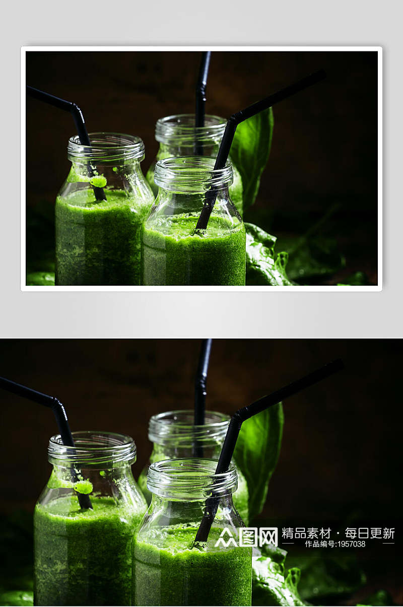 绿色菠菜果汁饮品高清图片素材