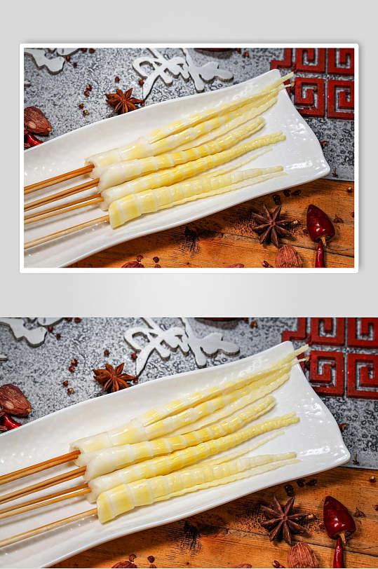 嫩笋烧烤美食摄影图