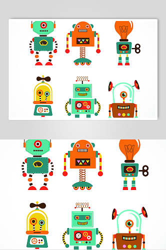 卡通可爱玩具机器人设计素材