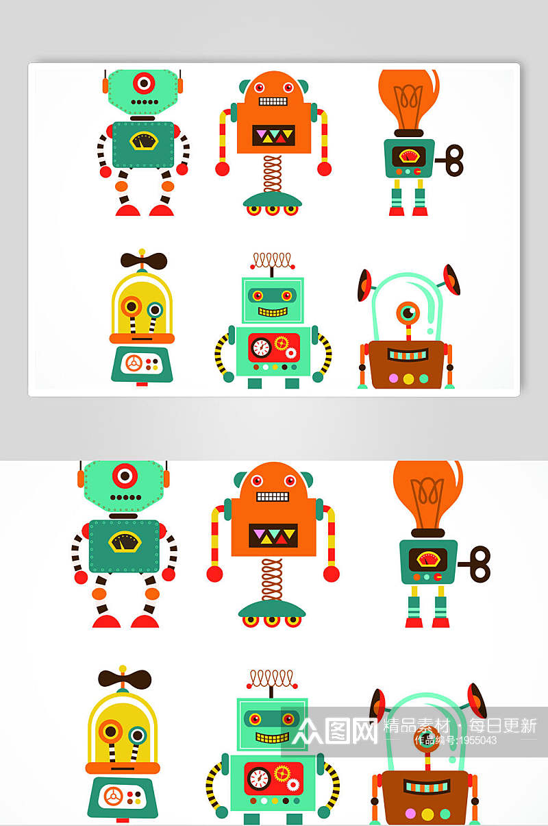 卡通可爱玩具机器人设计素材素材
