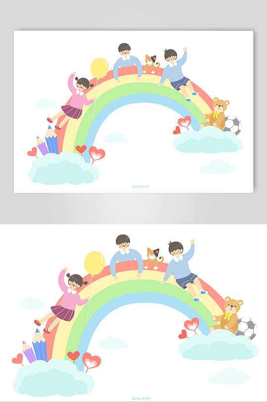 彩虹桥卡通儿童设计素材