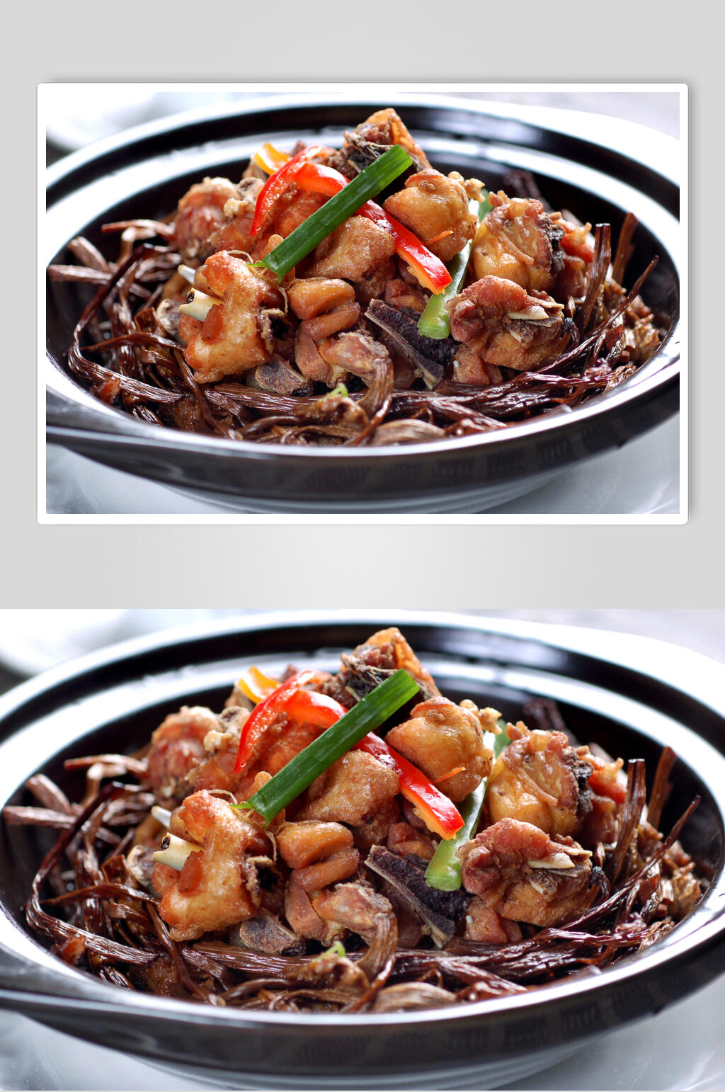 热菜煲仔茶菇鸡高清图片素材
