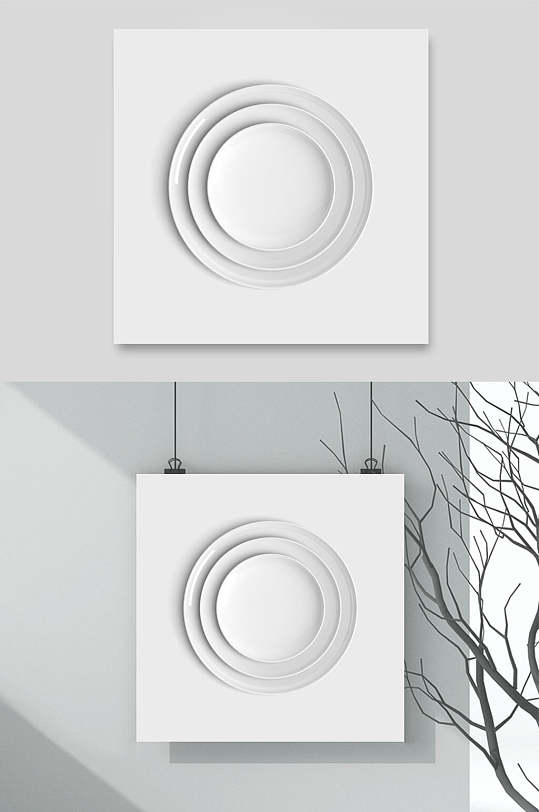 厨房白色瓷盘用具设计素材设置元素