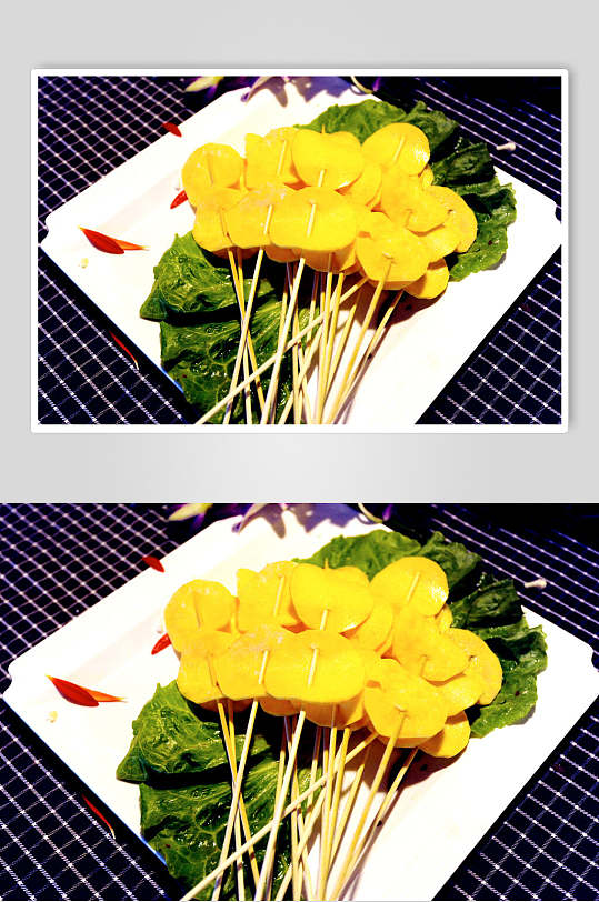 青菜烧烤美食串串香摄影图