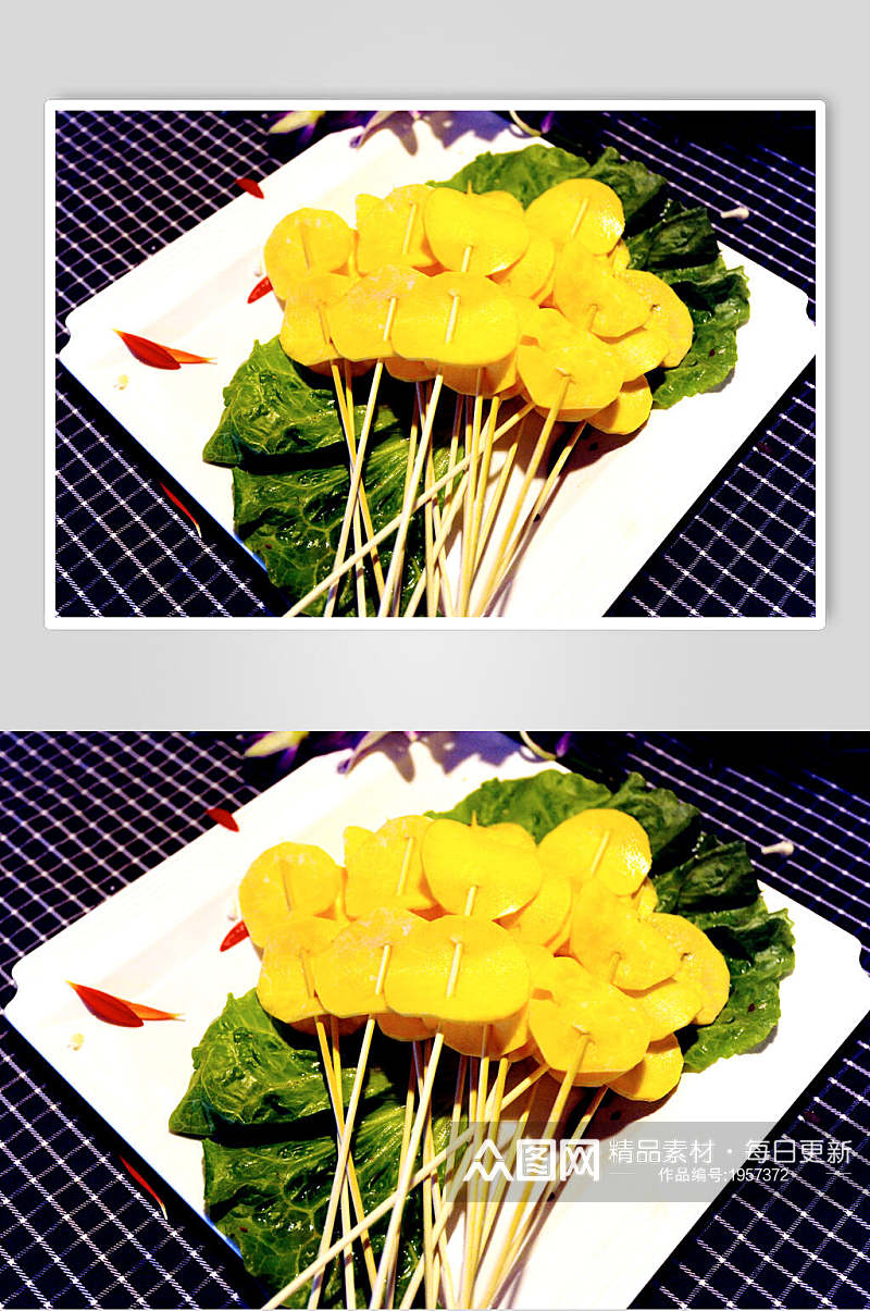 青菜烧烤美食串串香摄影图素材