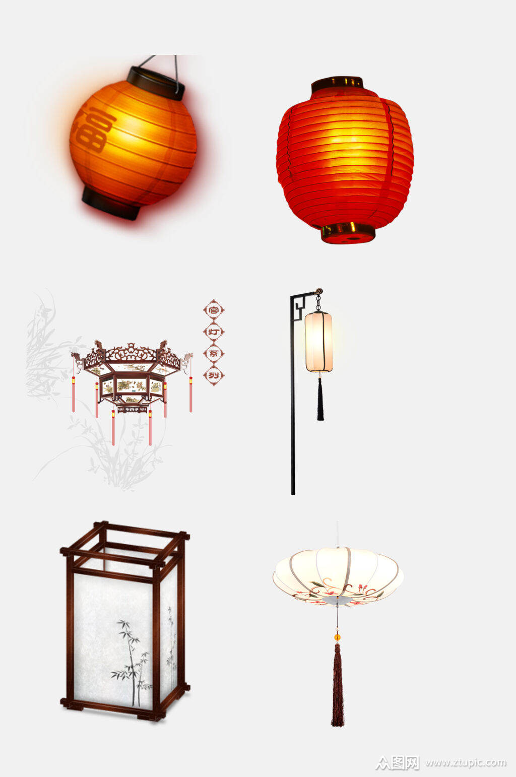 中国风宫灯中式灯笼免抠设计元素