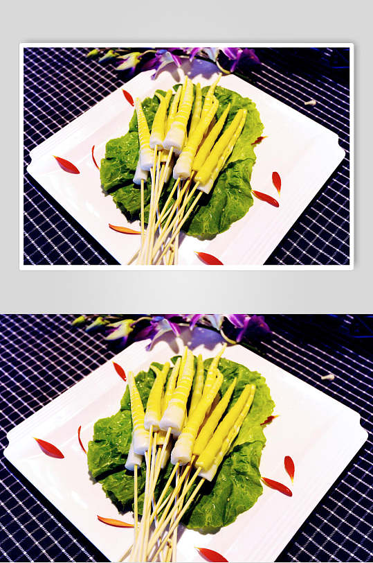 新鲜竹笋烧烤美食串串香高清图片