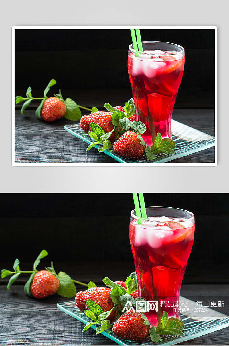 招牌草莓果汁下午茶饮品图片素材