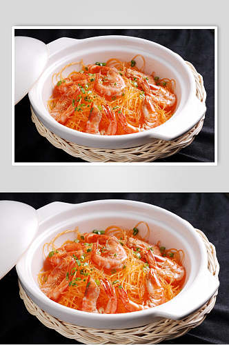 美味热菜虾仁粉丝煲高清图片