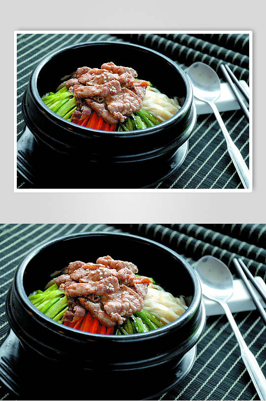 石锅牛肉拌饭高清图片