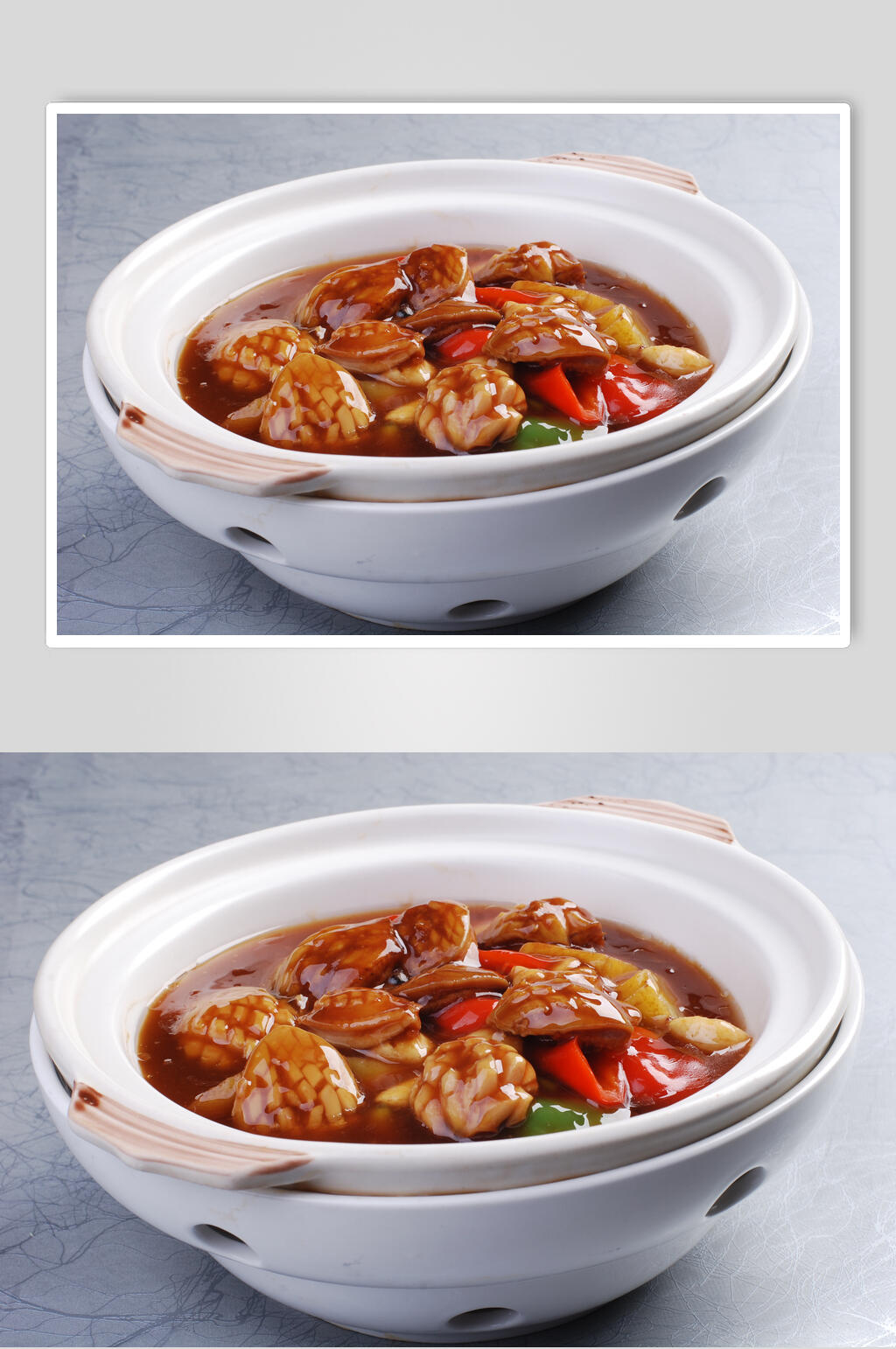 土豆焖大连鲍高清摄影图片素材