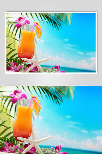 清新海洋风橙汁果汁食品高清图片