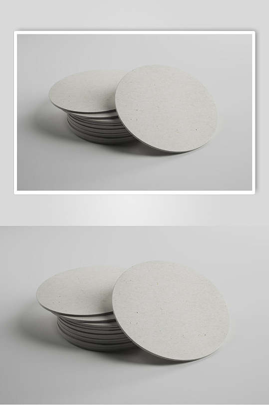 简约圆形杯垫贴图样机