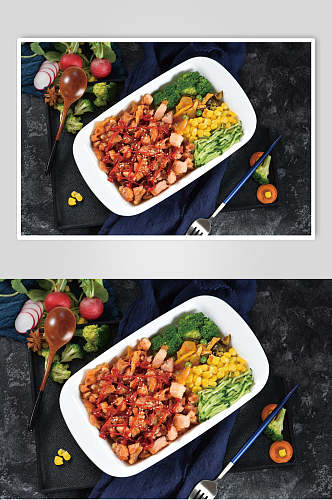 营养健康番茄脆皮鸡饭美食图片
