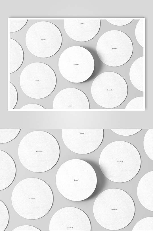 简约绚丽白色杯垫贴图样机