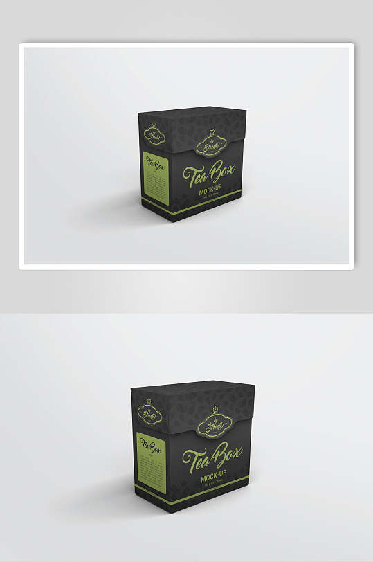 清新绿色茶叶包装盒样机效果图