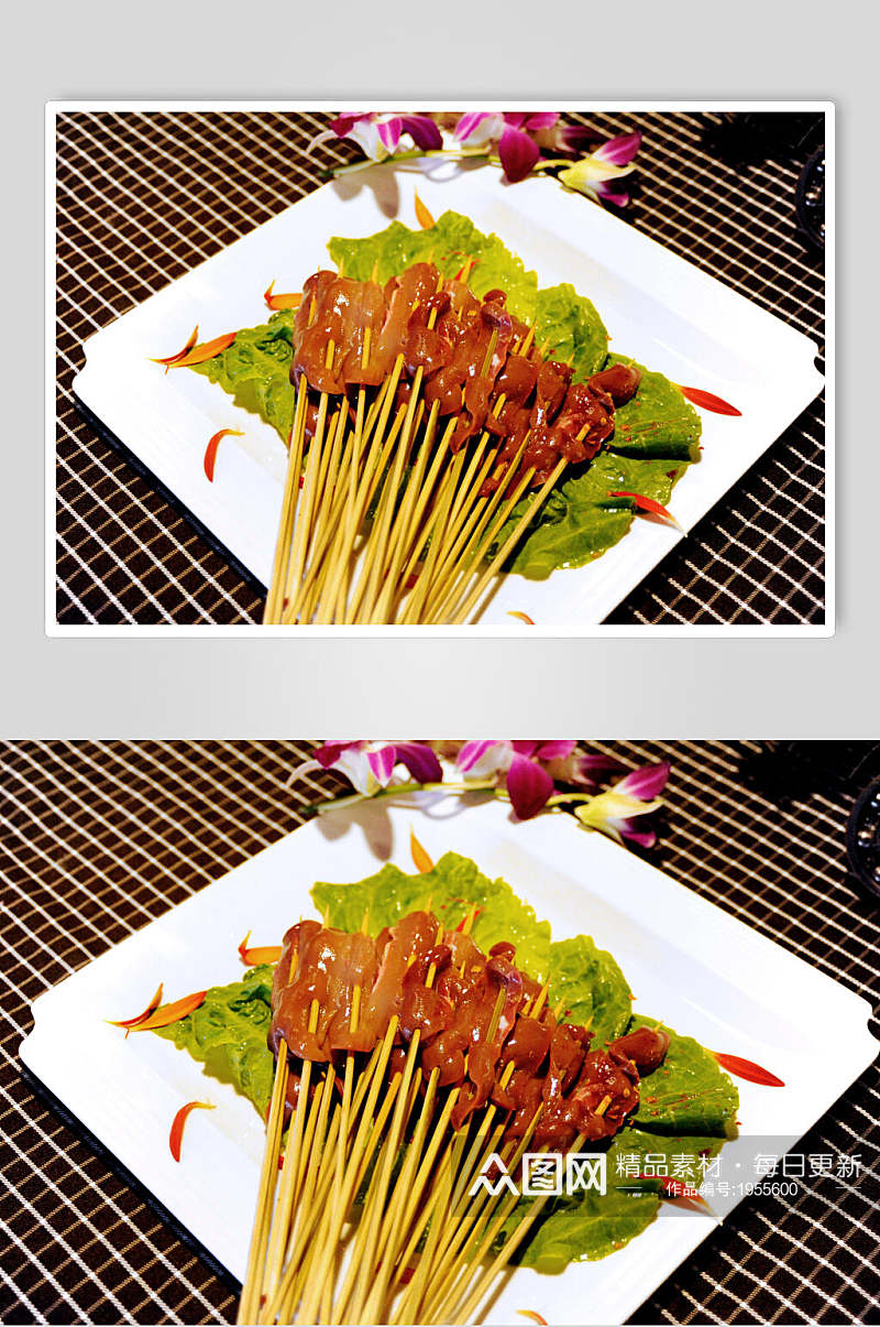 鸭胗烧烤美食串串香高清图片素材