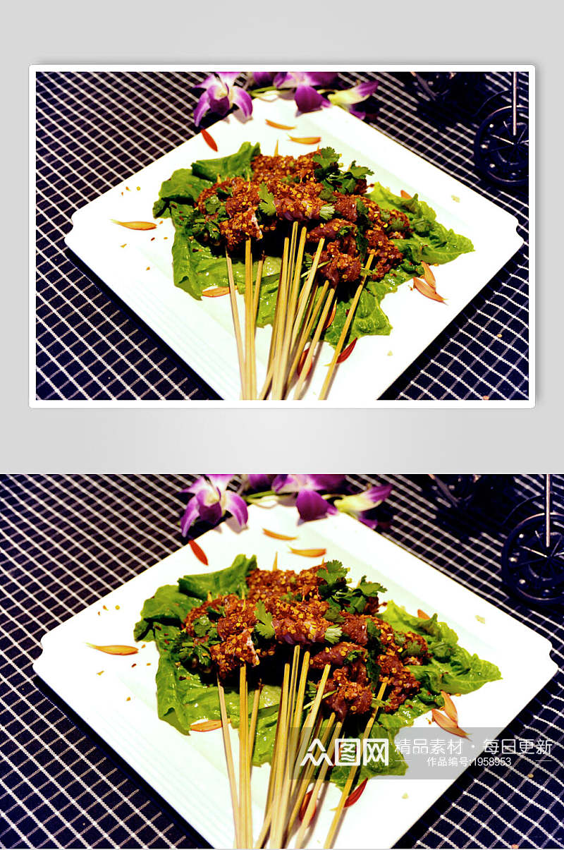 牛肉烧烤美食串串香食品图片素材