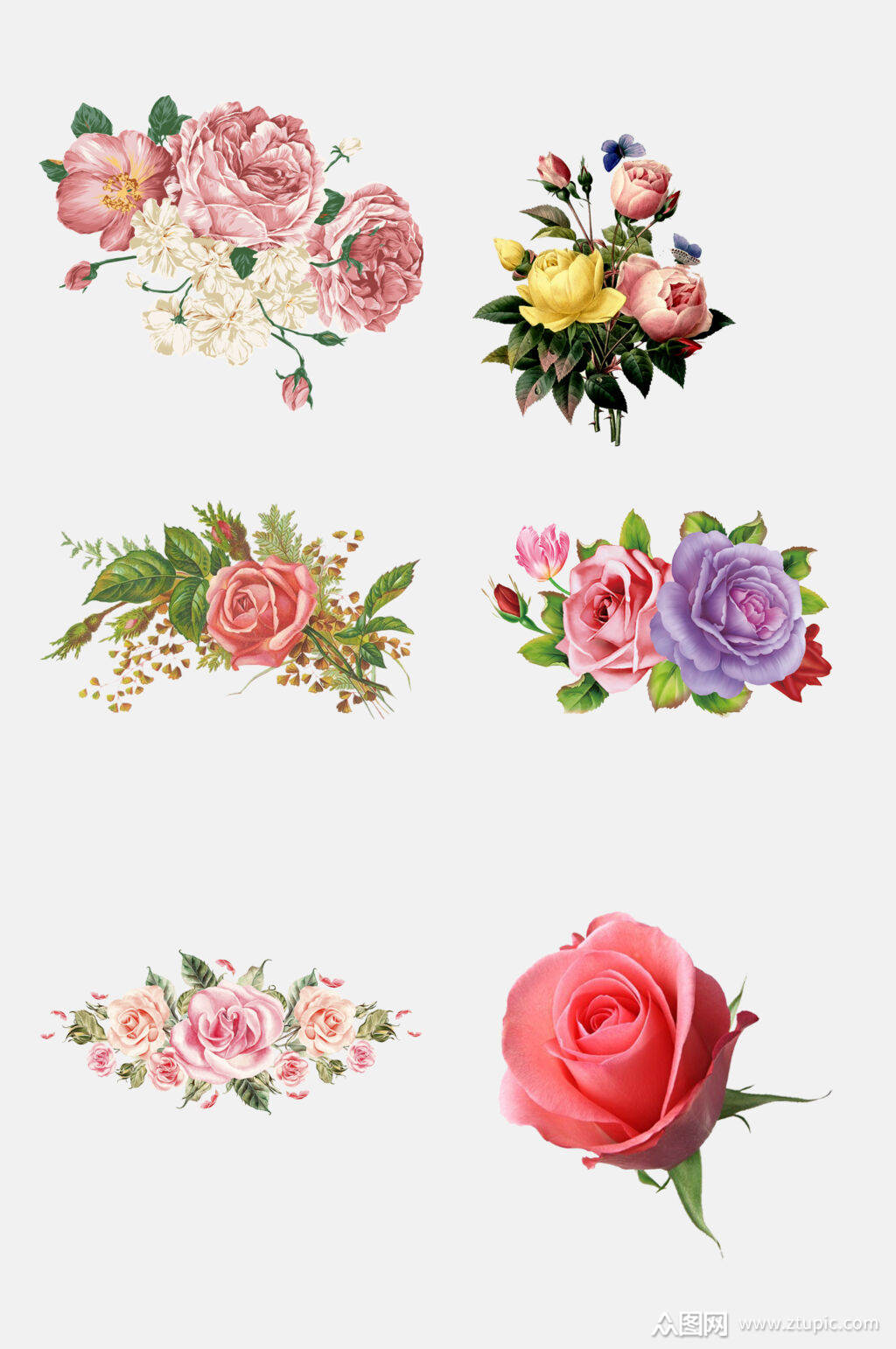 创意玫瑰花免抠设计元素素材