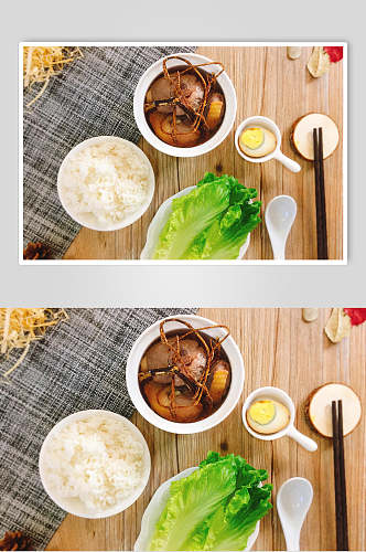 白瓷碗米饭青菜图片