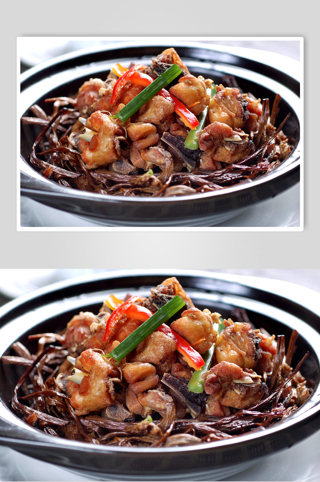 热菜煲仔茶菇鸡高清图片素材