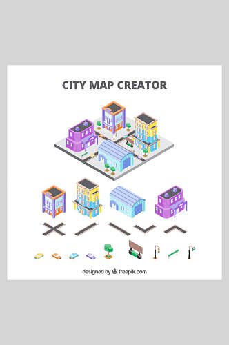 城市建筑插画城市地图小区布局