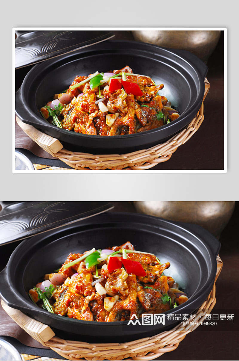 热菜鲍菇鱼头煲高清图片素材
