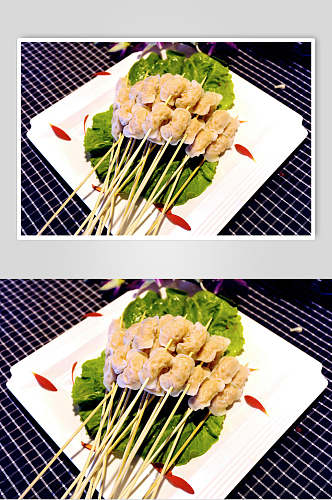 肉丸烧烤美食串串香摄影图
